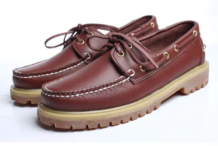 Genuine Leather Men's Casual Shoes Fashion Boat Shoes England Platform Luxury Lace up Male Loafers Driving Shoes46 Low Heel