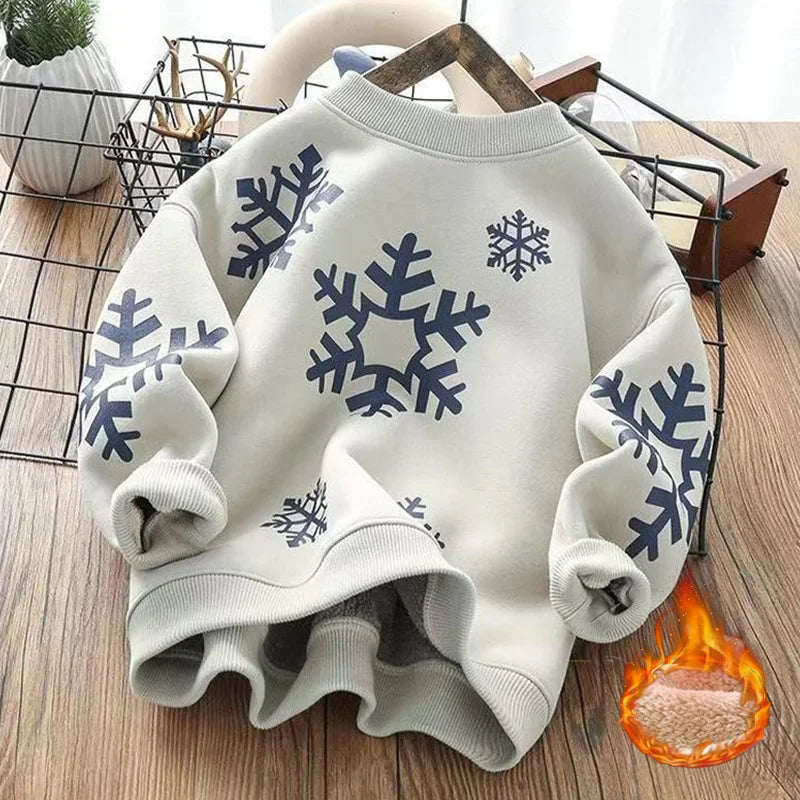 Boys Padded Thickened Hoodies Children Autumn Winter Bottoming Shirt Teenager Plus Velvet Sweatshirts Kids LambWool Clothing
