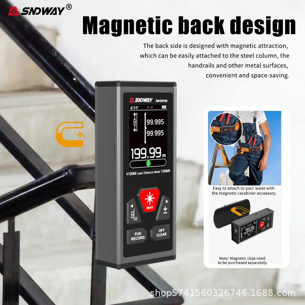SNDWAY SW-DR60 Dual Laser Distance Meter 60M 100M Bilateral Laser Rangefinder Laser Tape Measure Bidirectional Range Finder