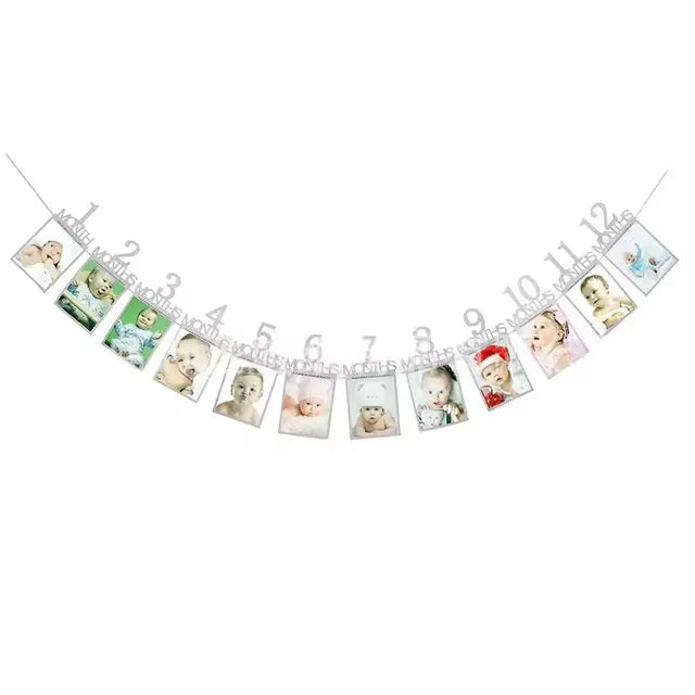 1st Birthday Baby Photo Banner Photo Frame Birthday Party Decoration Props Boys Girls 1st Birthday Party Decoration Photos