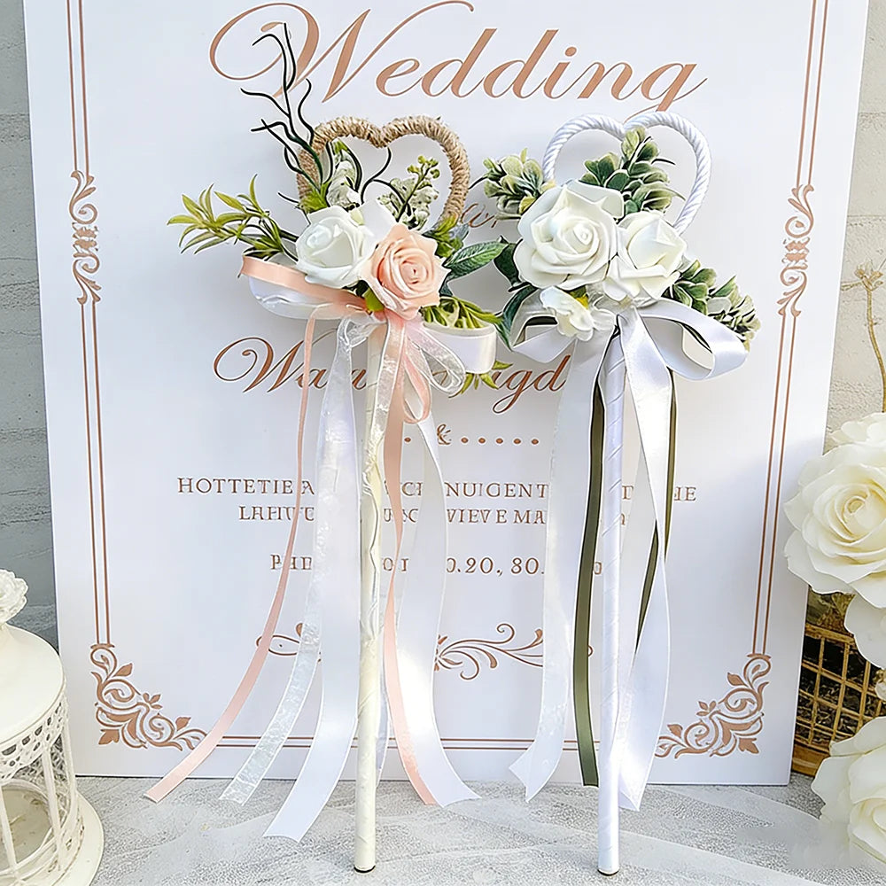 Wedding Love Fairy Wand, Flower Girl Wand Bridesmaids Holding Flower Wands Brides Holding Magic Wands Wedding Photography Props
