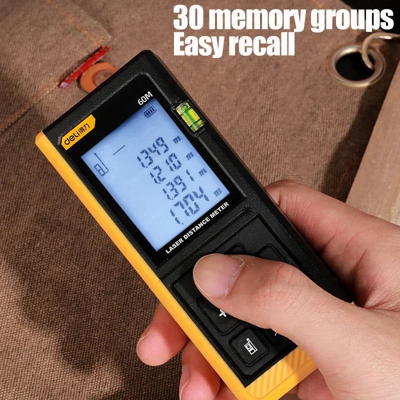 DELI 60M Smart Laser Distance Meter Measure Infrared Rangefinder Handheld Portable Laser Range Finder Tools
