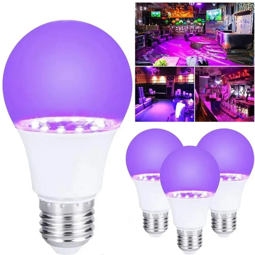 Portable Blacklight Ultraviolet Lamp UV Purple Bulb Atmosphere E27 UV Light Bulbs 360 Glow 10W Purple Black Light Bulb Disco