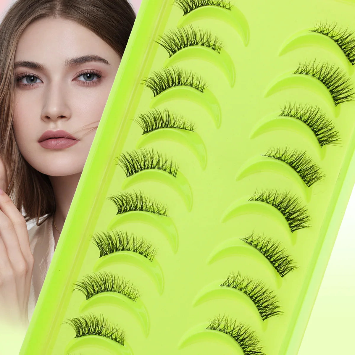 YSDO 3/7/10 Pair Half Eye Lashes Soft Natural Fake Lashes Look Short Wispy Clear Band Fox Eye Lash Faux 3d Mink Eyelashes Makeup
