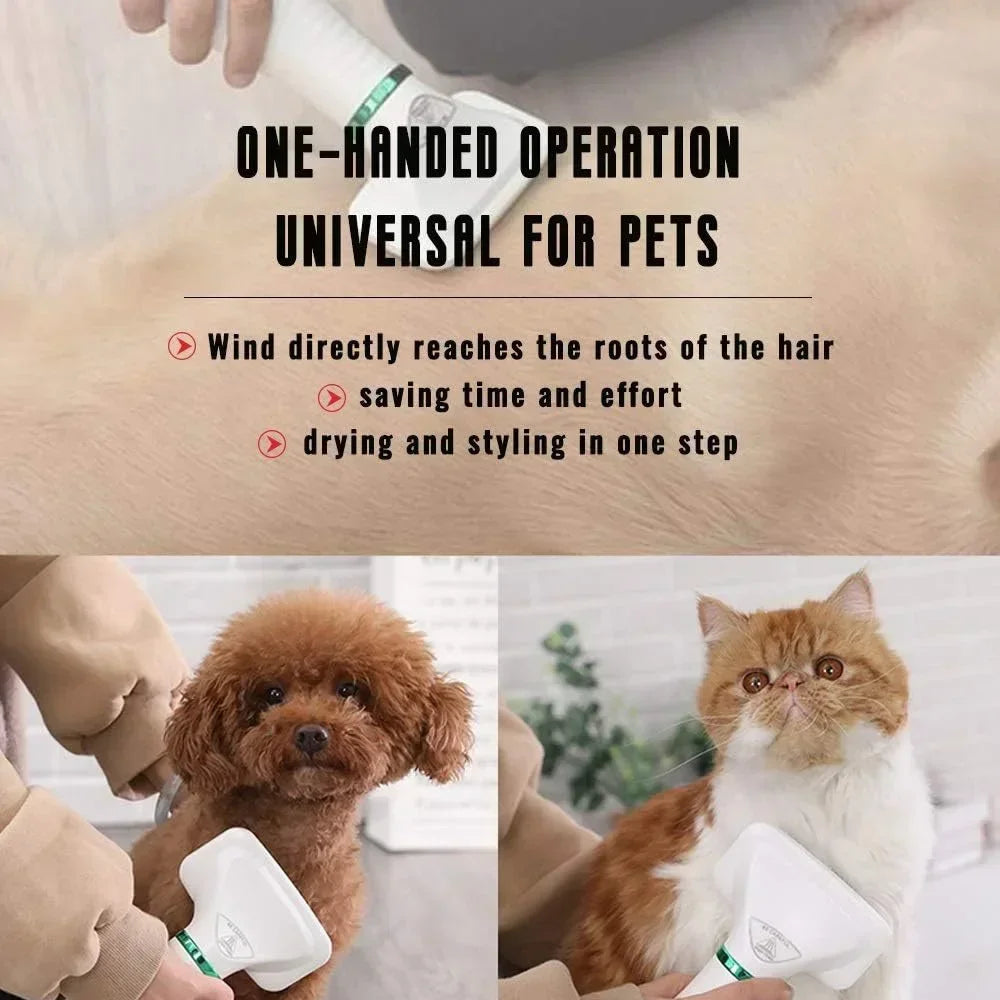 Pet Hair Dryer 2-in-1 Pet Grooming Dryer Grooming for Cat and Dog Brush Portable Dog Blower with Adjustable Temperature for Pet