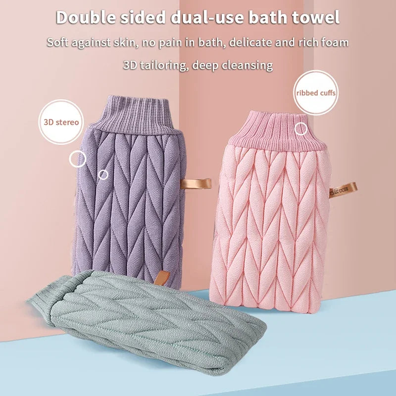 Bath Scrubber Powerful Stain Removal Bath Gloves Body Scrub Exfoliating Shower Washcloth Back Scrub Durable Deep Cleansing Towel