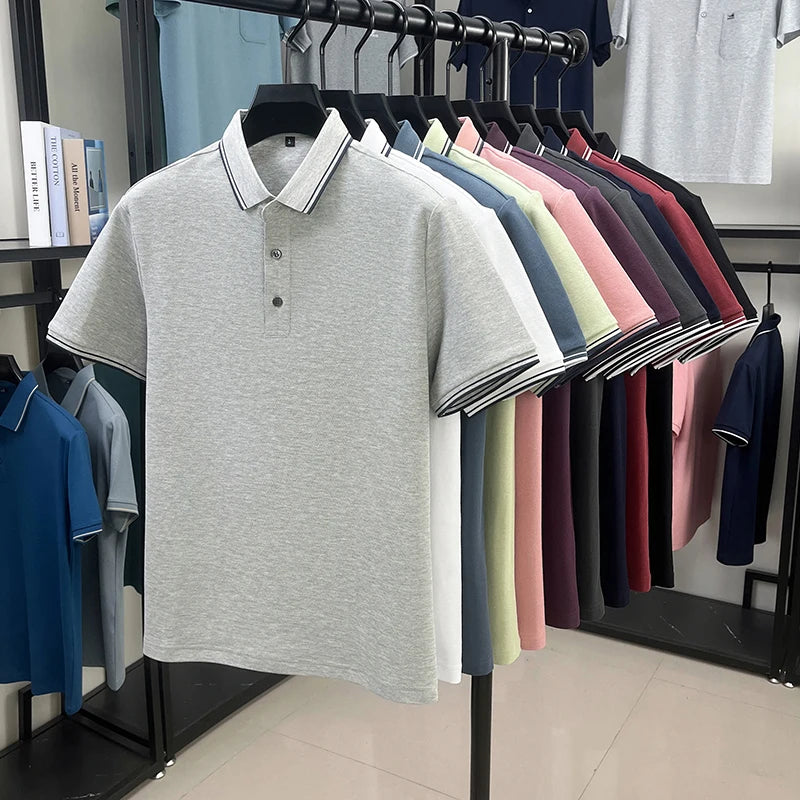 100% pure cotton men's polo shirt summer new fashion casual short sleeve comfortable luxury new simple solid color lapel T-shirt