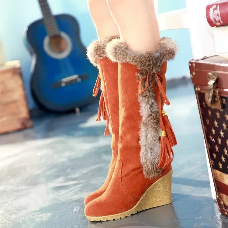 2024 New Wedge Long Women Boots Australia Women's Shoes Platform Plush Winter Footwear Ladies Booties Thigh High Heels High Sexy