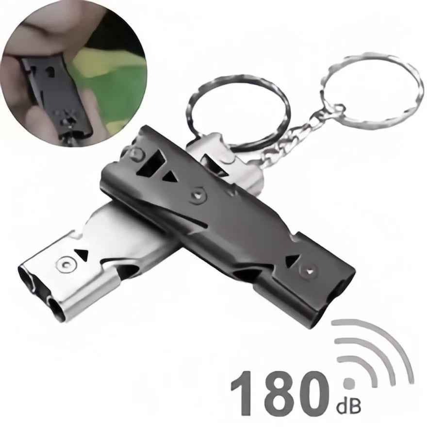 Survival Whistle Keychain -  Emergency Whistle for Outdoor Camping/Hiking, Loud Safety Alarm with Double Tube Design