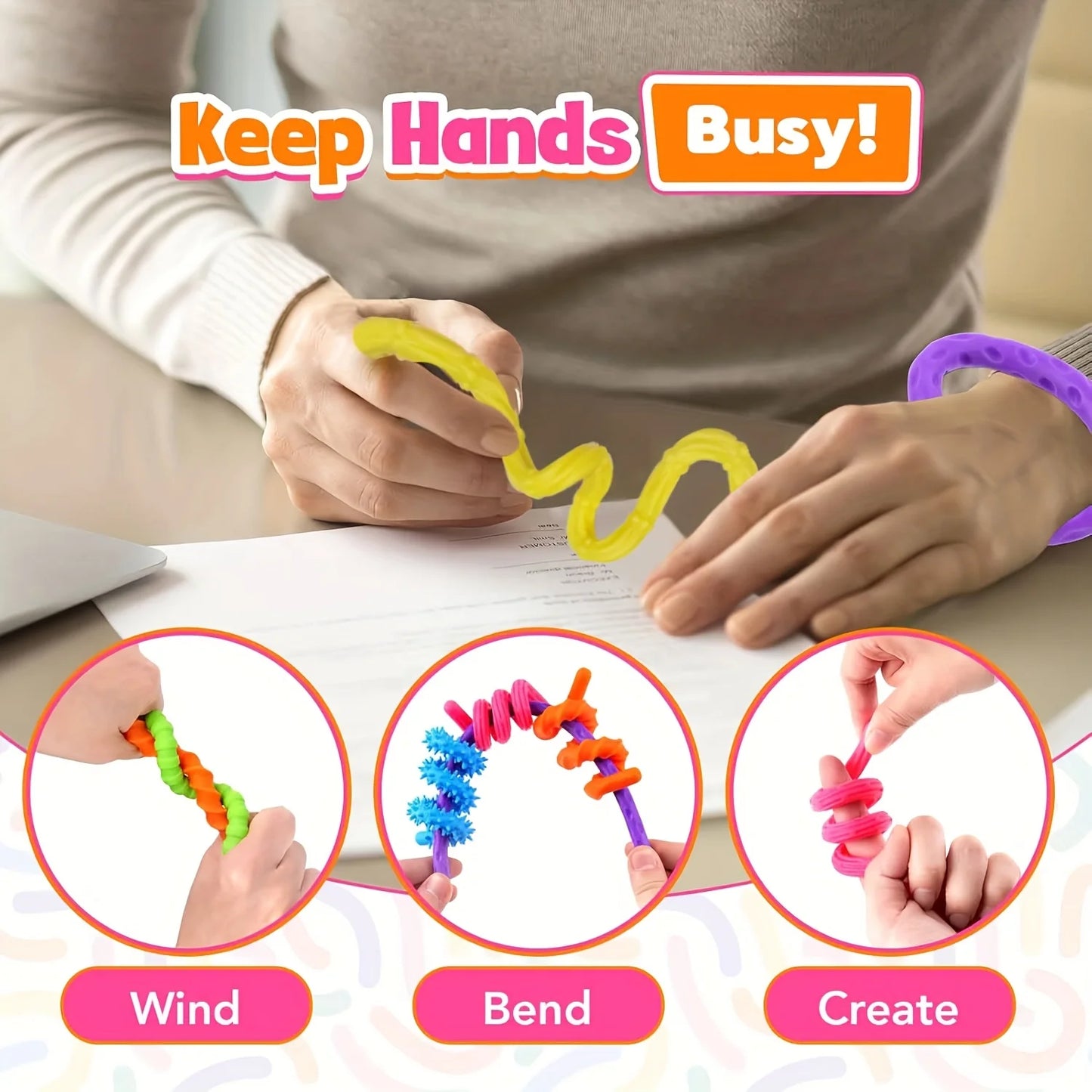 Fidget Toys Sensory Sticks Autism Textured Calming Sensory Toys Classroom Student Anxiety Relief Travel Activity Relaxation Toys