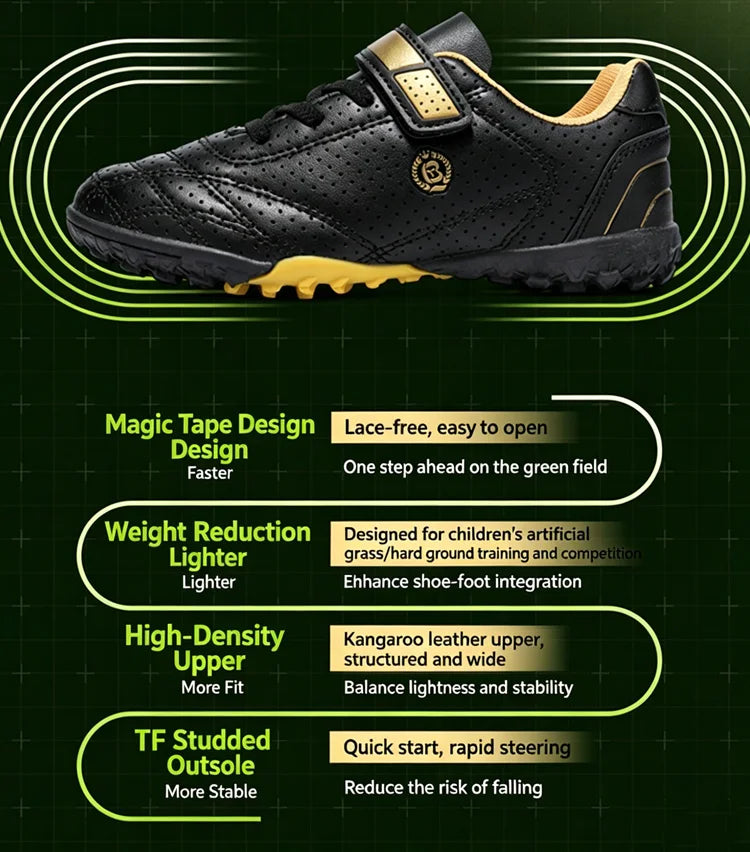 Children's Boys Low-Top Football Shoes Summer Breathable Sport Training Sneakers Outdoor Youth Turf Soccer Shoes