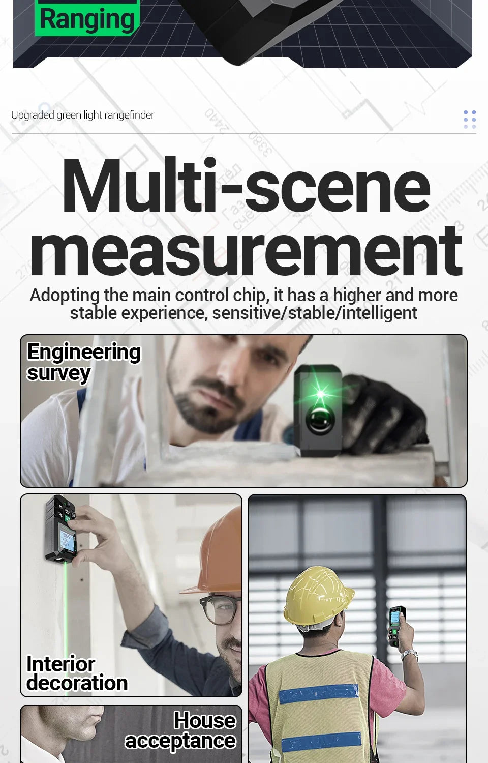 ANENG G50/G70/G100/G120 Autonomous Benchmark Rangefinder Green Laser Distance Meter 0.5~1 Second Flash Test Diastimeter Tools