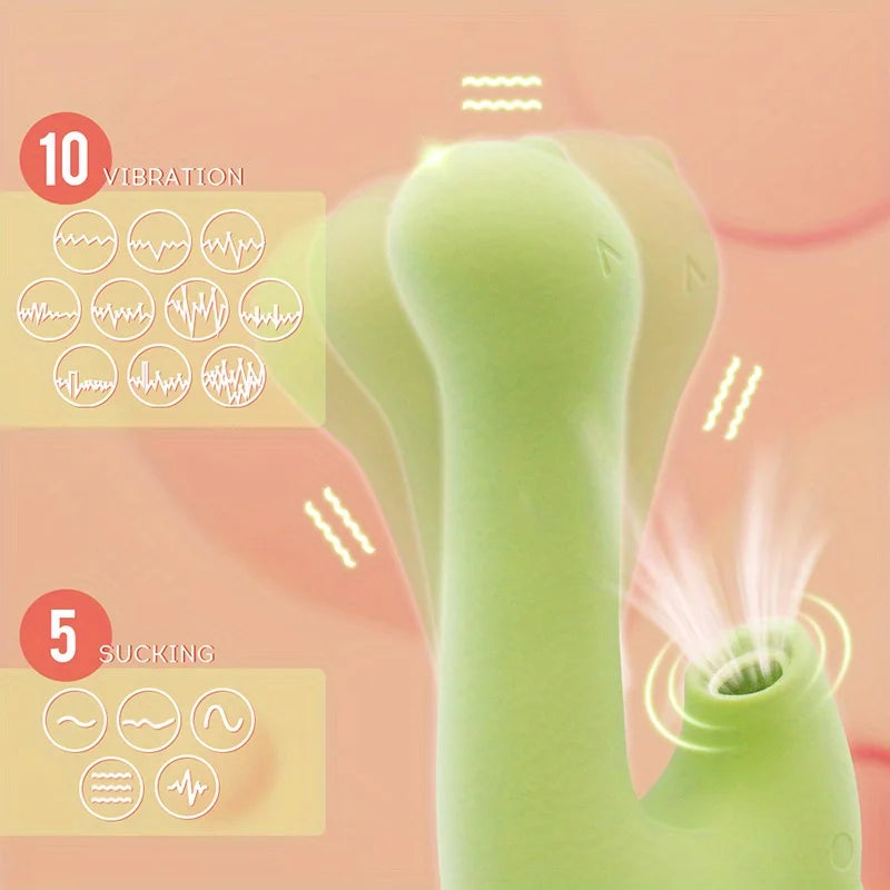 Cute little dinosaur-shaped sex toy5Frequent Sucking10Frequency vibration and heating function female masturbator massager