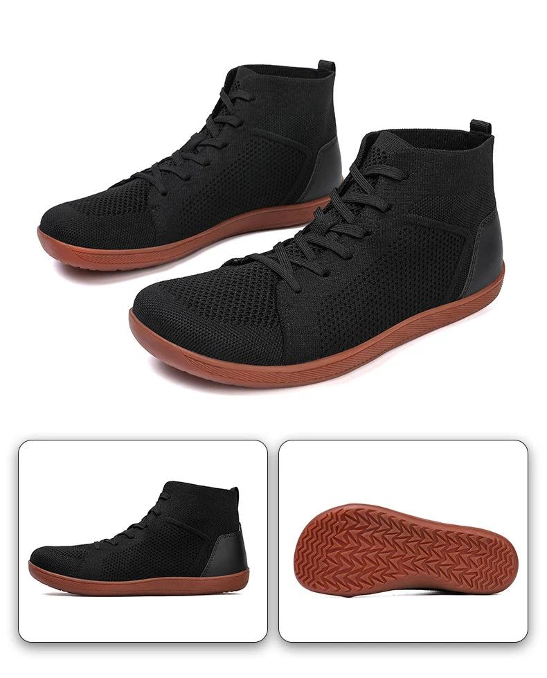 Men's And Women's High Top Barefoot Walking Shoes, Wide Toe Loose Shoes, Suitable For Comprehensive Training In The Gym And Driv