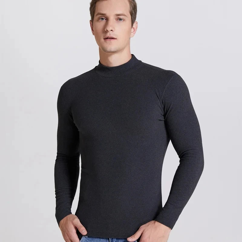 Thermal Underwear Tops Men Winter Clothes Thermal Shirt Autumn Men's Winter Tights High Neck Thin Slim Fit Long Sleeve T-shirt