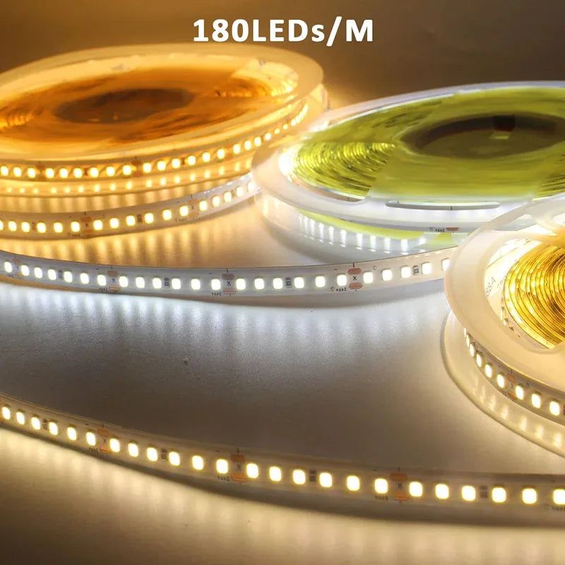 12V 24V 5m LED Strip Light 2835 120/180/240 LEDs Flexible Tape Bright 8mm PCB  Home Decoration