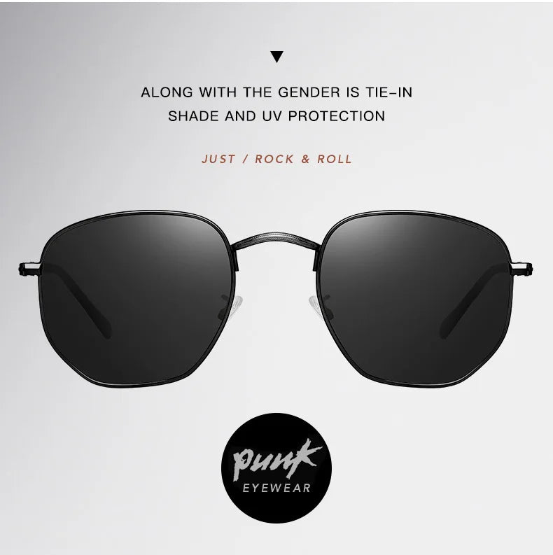 Hexagon Polarized  Sunglasses 2024 Men Women Square Polygon Sun Glasses Luxury Brand Design Retro Frame Eyewear de sol hombre