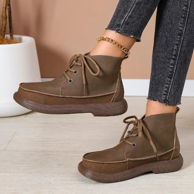 2026 New Style Fashion Women's Boots Thick-soled Non-slip Natural Leather Soft Luxury Single Short Boots Wide Barefoot Shoes