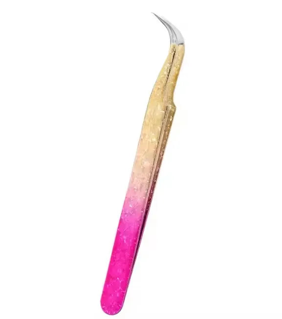 1pc/5pcs Grafting Eyelash Stainless Steel Ice Flower Gradient Tweezers Precision Color Grafting False Eyelash Tweezers