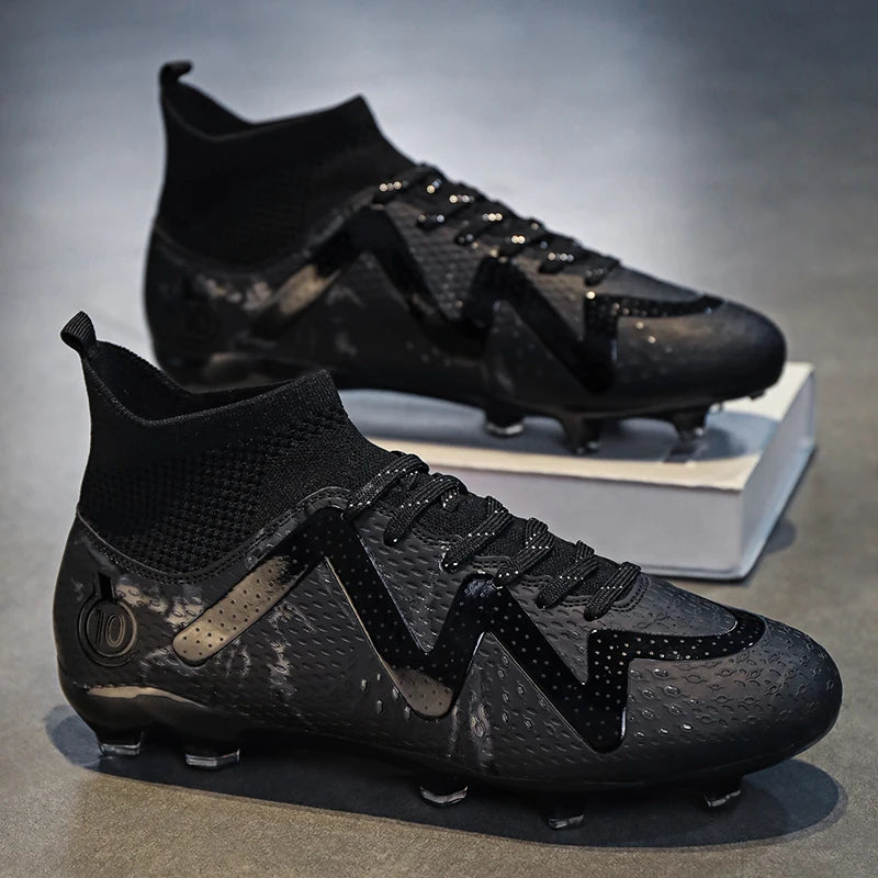 Adult Professional FG/TF Soccer Shoes Non-Slip Long Spike Football Boots Young Kids High Ankle Cleats Grass Soccer Sneakers ﻿