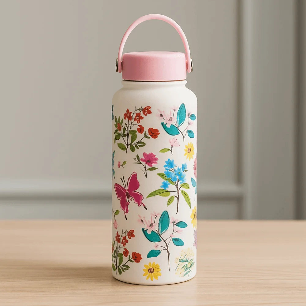 Gift INS Insulated Water Bottle 1L Portable Outdoor Insulated Mug Leak-proof Large Capacity Thermal Water Bottle Office