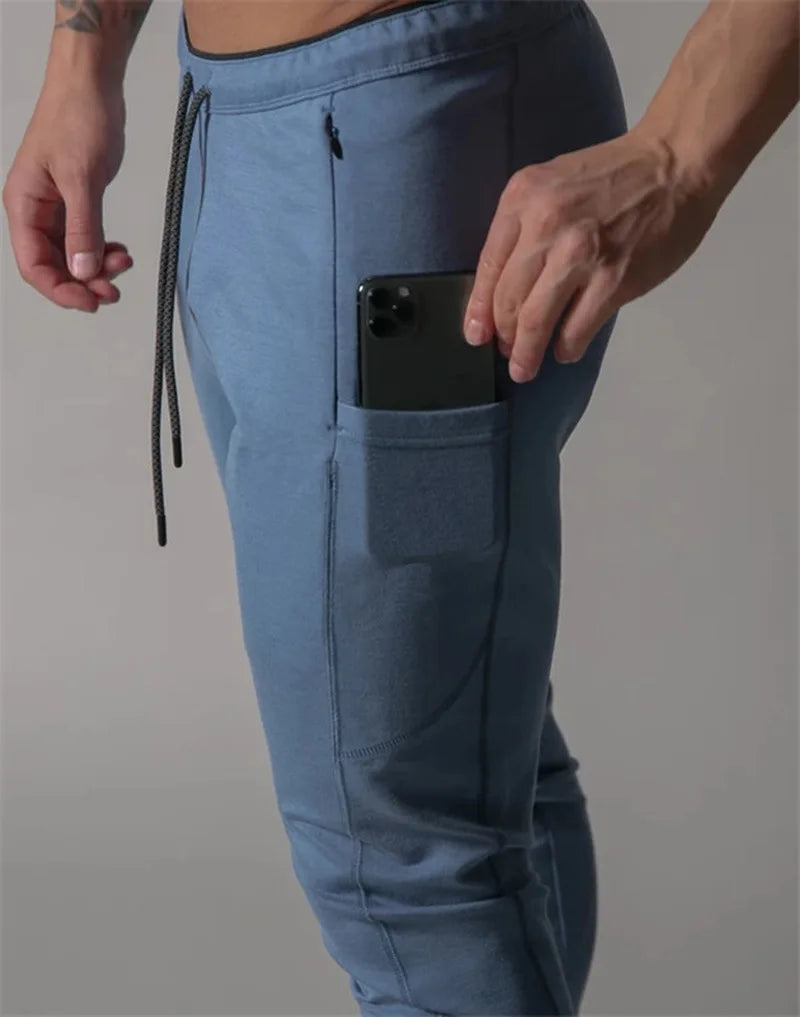 Spring and autumn sports trousers for men, running cotton slim-fitting trousers with ankle zippers, casual sweatpants