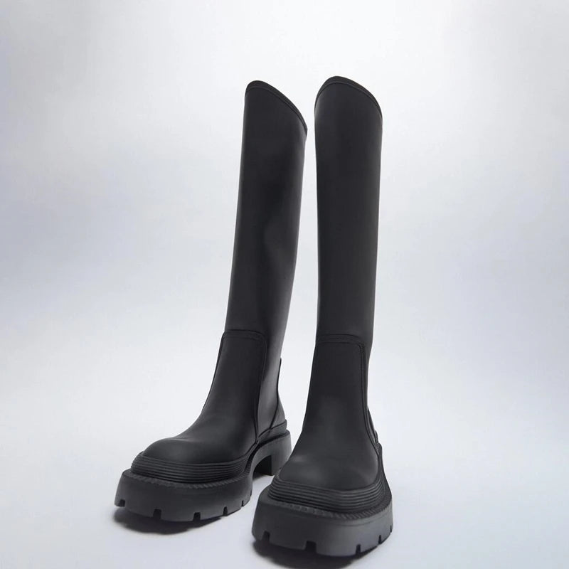 Women Long Boots Autumn Winter Knee High Boots Fashion Shoes Female Footwear Thigh High Boots Leather Knee-High Motorcycle Boots