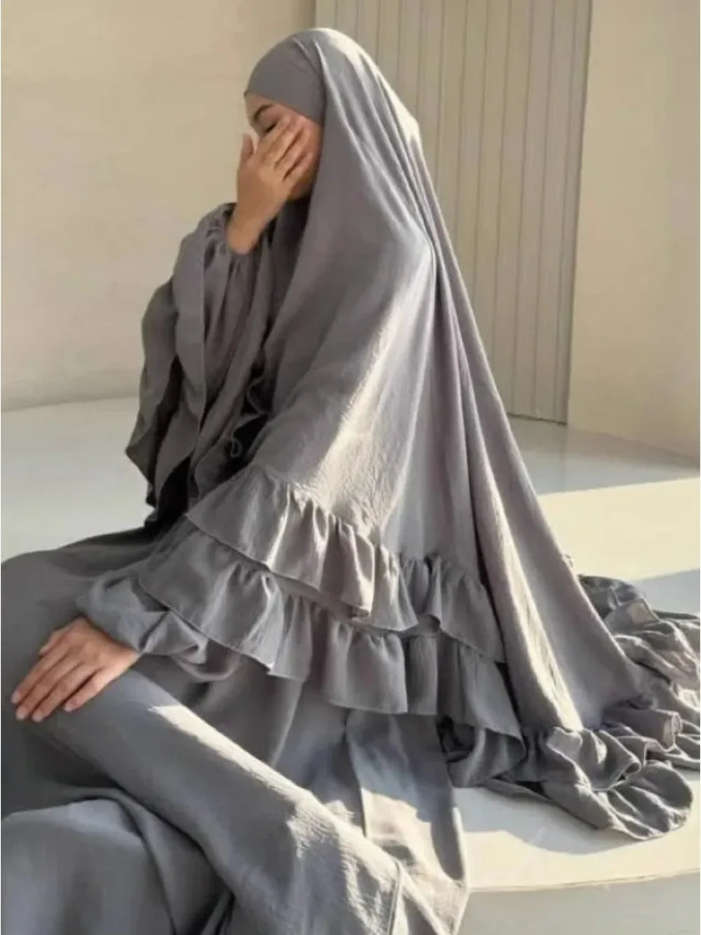 Muslim Dresses Hijab 2 Piece Sets Women Prayer Garment Modest Abayas Headscarf Ramadan Kaftan Islam Vestidos Arab Long Robe Suit