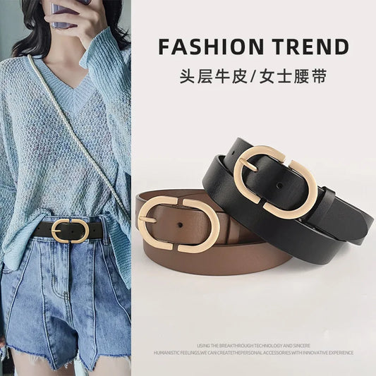 Genuine Leather Letter Design Belt for Women, Luxury Multi-Style Accessory with Dresses Jeans & Fashion Decor