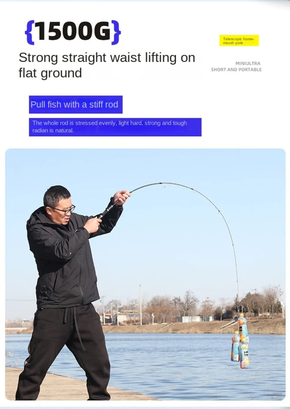 1.5m-1.8m Telescopic Fishing Rod  Glass Fibre Fishing Pole Casting Rod Fishing Rod Reel Set Lure Set Hooks Feeder Rod Combo