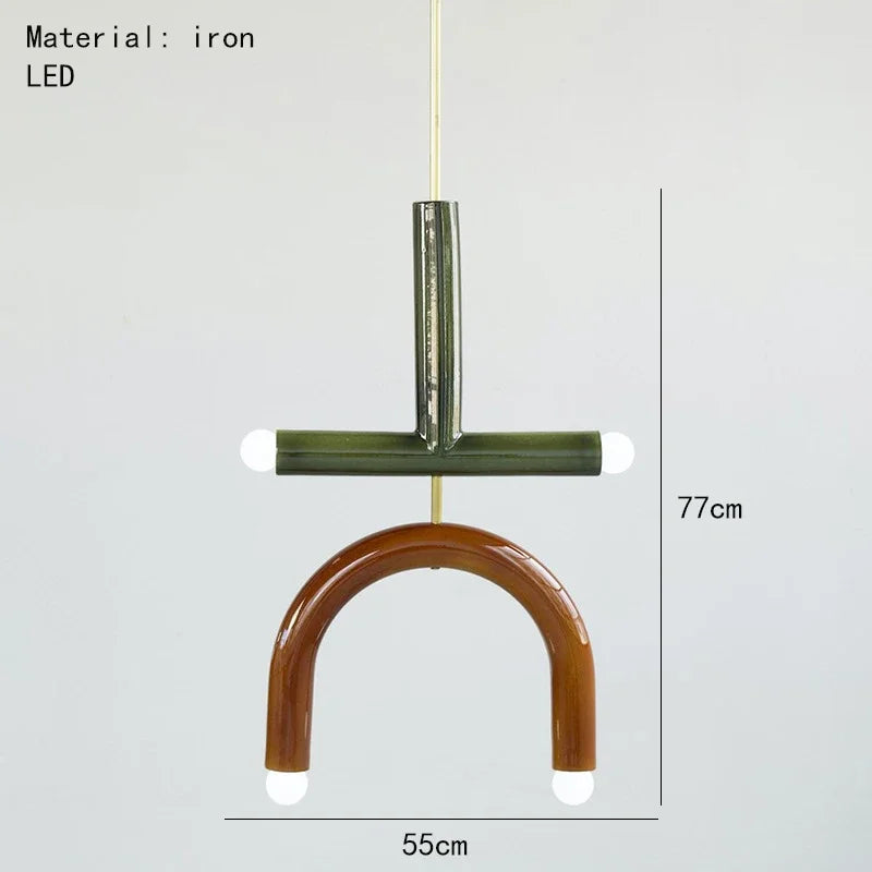 Colorful pendant lights Simple geometric linear pendant light fixture Hotel Restaurant suspension luminaire Bar hanging lights