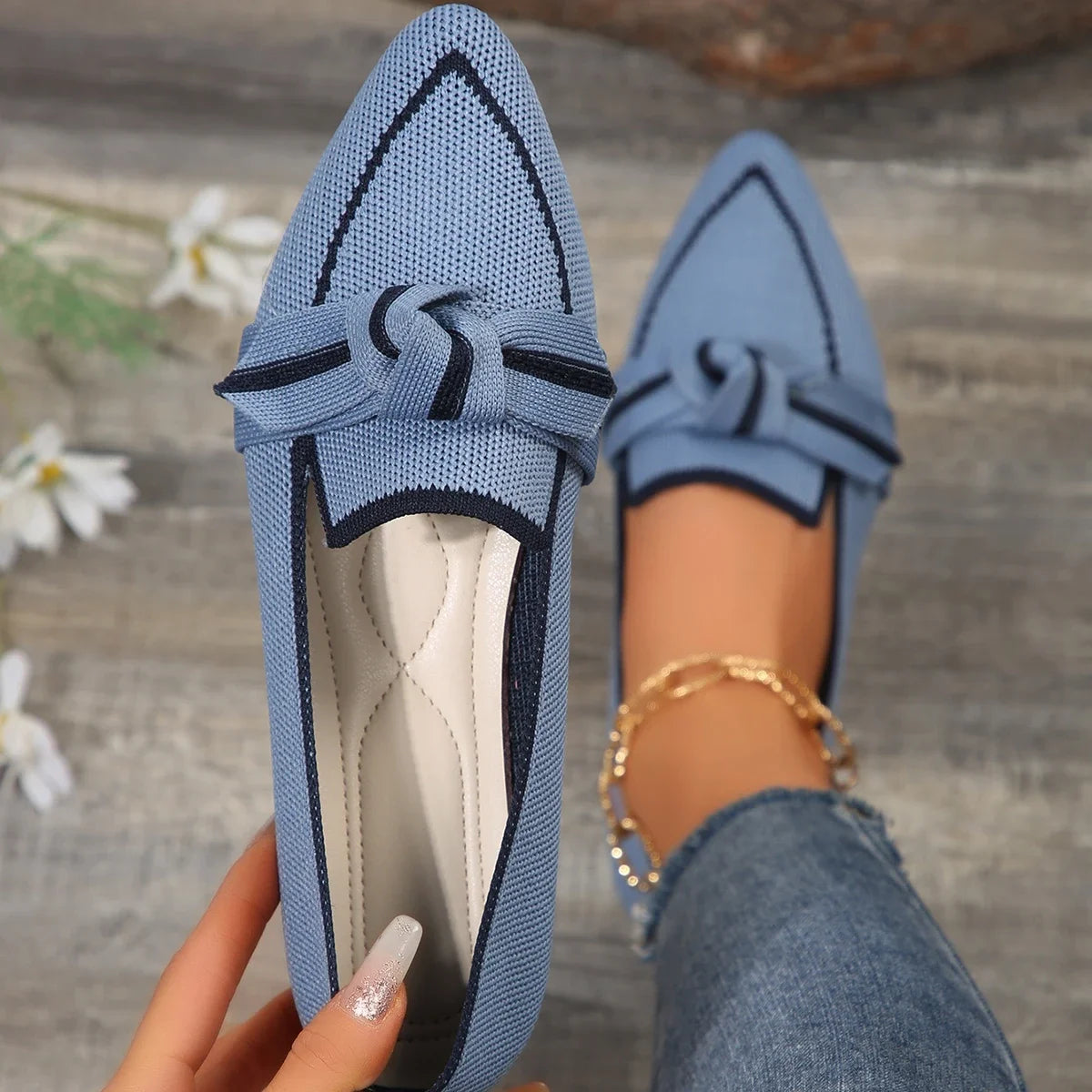 2024 Women Flats Walking Shoes Pointed Top Solid Color Loafers Mesh Breathable Shoes Comfortable Women Sneakers Zapatos De Mujer
