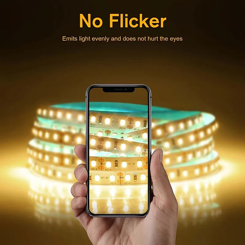 12V 24V 5m LED Strip Light 2835 120/180/240 LEDs Flexible Tape Bright 8mm PCB  Home Decoration