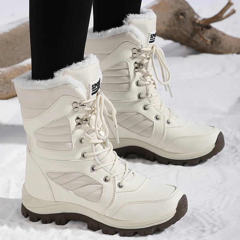 Ladies' Fashionable Snow Boots Solid Color Design Round Toe Style Ultra-fine Fiber Outer Layer Fabric Lining Rubber Sole
