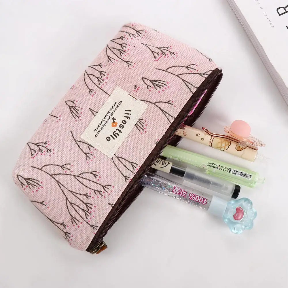 School Supplies Kawaii Makeup Bag Student for Girl Fabric Pen Bags Pencil Bag Pencil Case Zipper Pouch