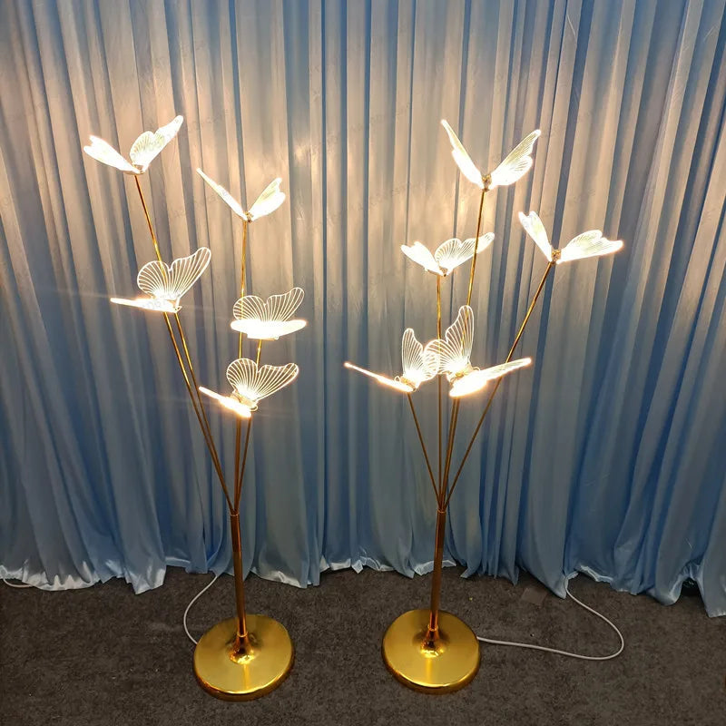 New Wedding Props, Road Lead Wrought Iron Butterflies and Birds, on-site Arrangement, Luminous Floor Lights, Decoration Hotel