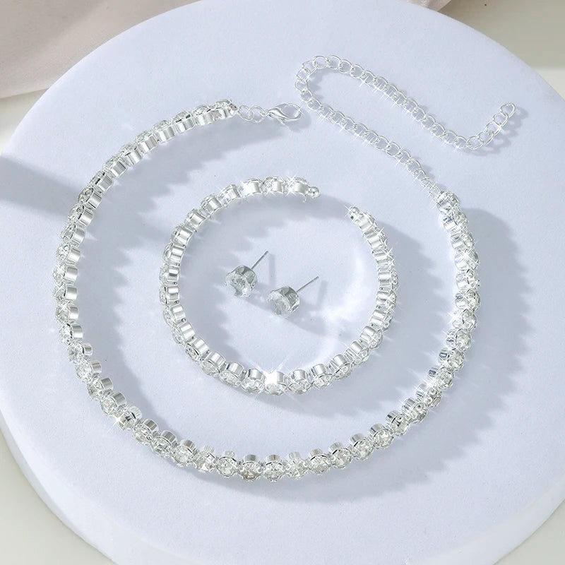 4 Pieces of Women's Fashionable and Minimalist Necklaces with Earrings, Bracelets, Jewelry Sets, Banquet and Party Accessories