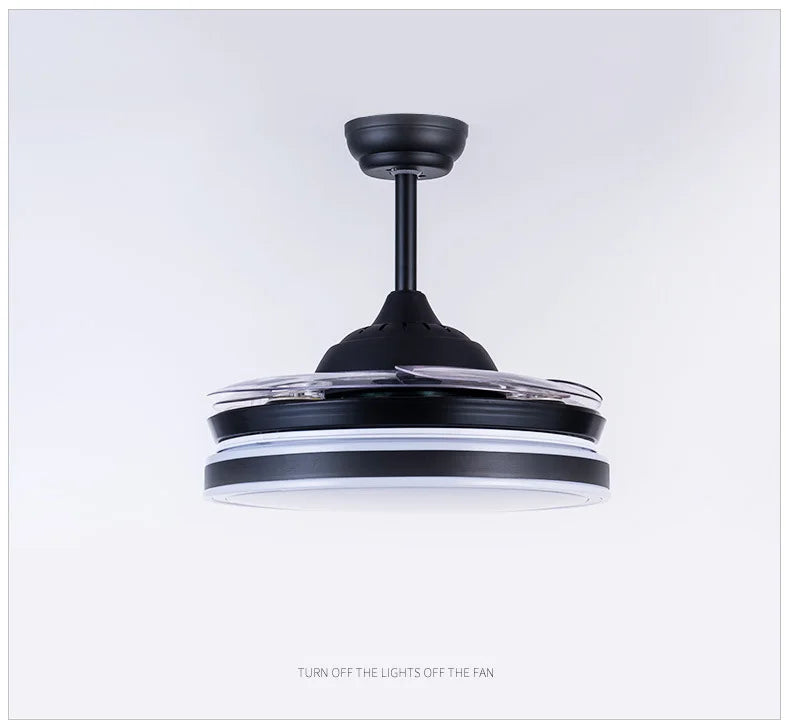 Retractable ceiling fan Air purifying led light celling fan modern bedroom smart remote control large hotel ceiling fan