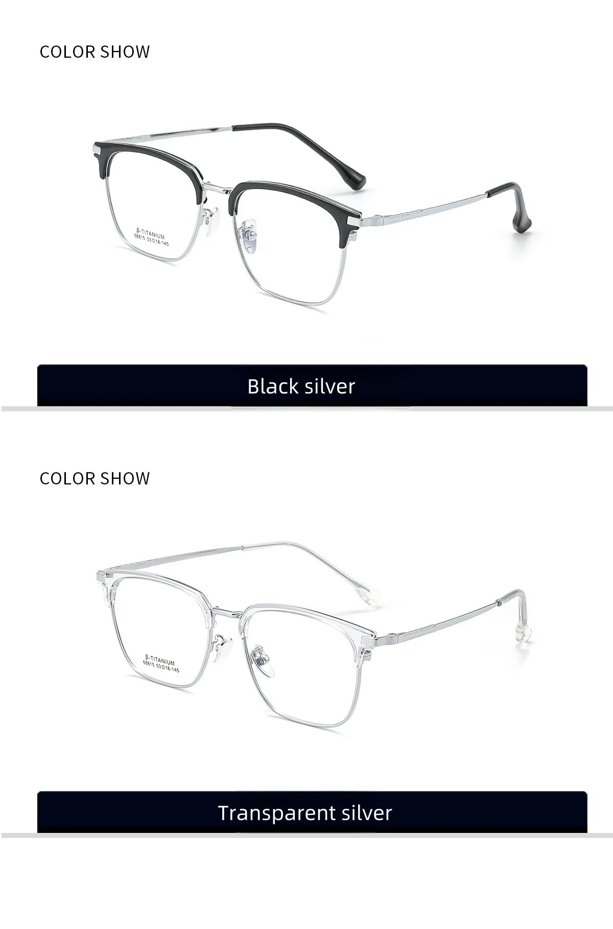 Metal Glasses Frames Business Retro Square Men's Frames Ultra-light And Versatile Optical Prescription Frames For Men 68815L