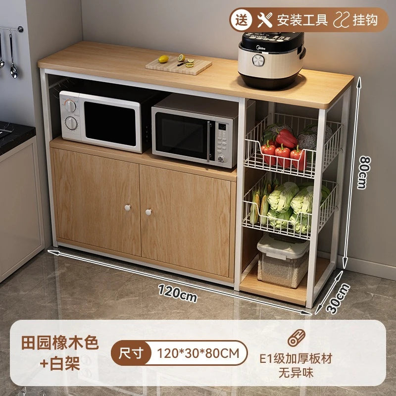 Heavy Duty Large Capacity Storage FurniturePantry Cabinet with Adjustable Shelves & Mesh Baskets Microwave Dishes