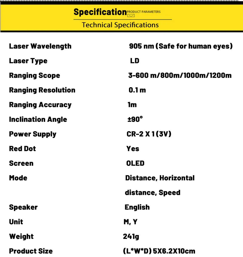MINI8 Plug-in 1200m Ranging Device Laser Rangefinder Sport Hunting Scope Red Dot Assist OLED Screen Distance/Speed Measurement