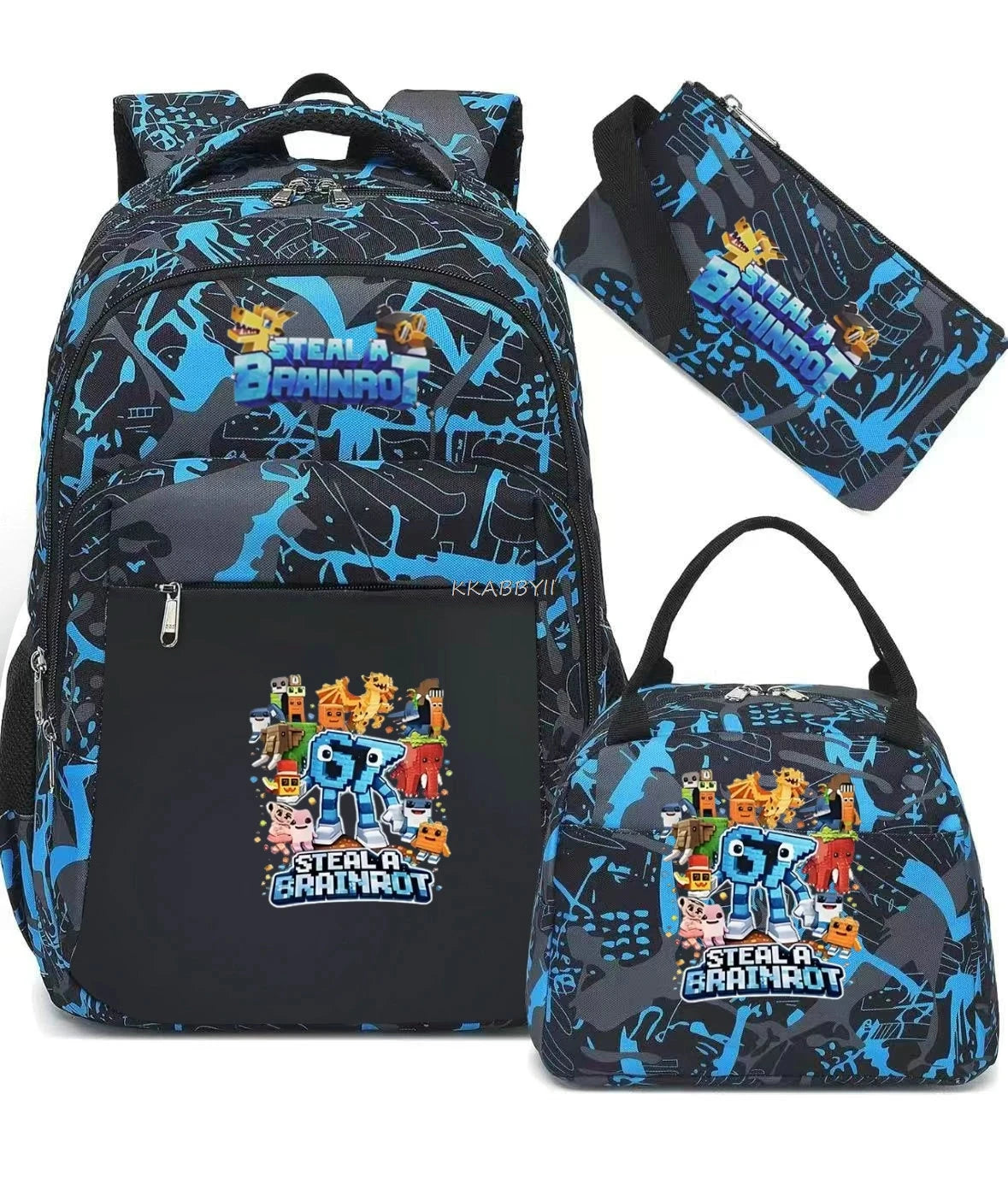 Steal A BrainRot Backpack with Lunch Bag for 67 Six Seven Teenagers Student School Bags Casual Comfortable Travel Set