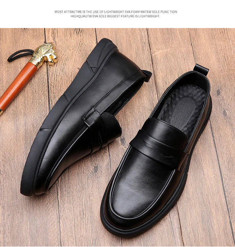 Genuine Leather Men's Business Leather Shoes Soft Soled Comfortable Men's Driving Shoes Loafers