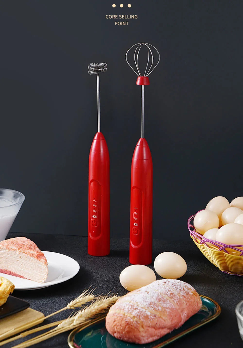 Electric Foamer Mixer Whisk Beater Stirrer 3-Speeds Coffee Milk Drink Frother USB Rechargeable Handheld Food Blender Whisk