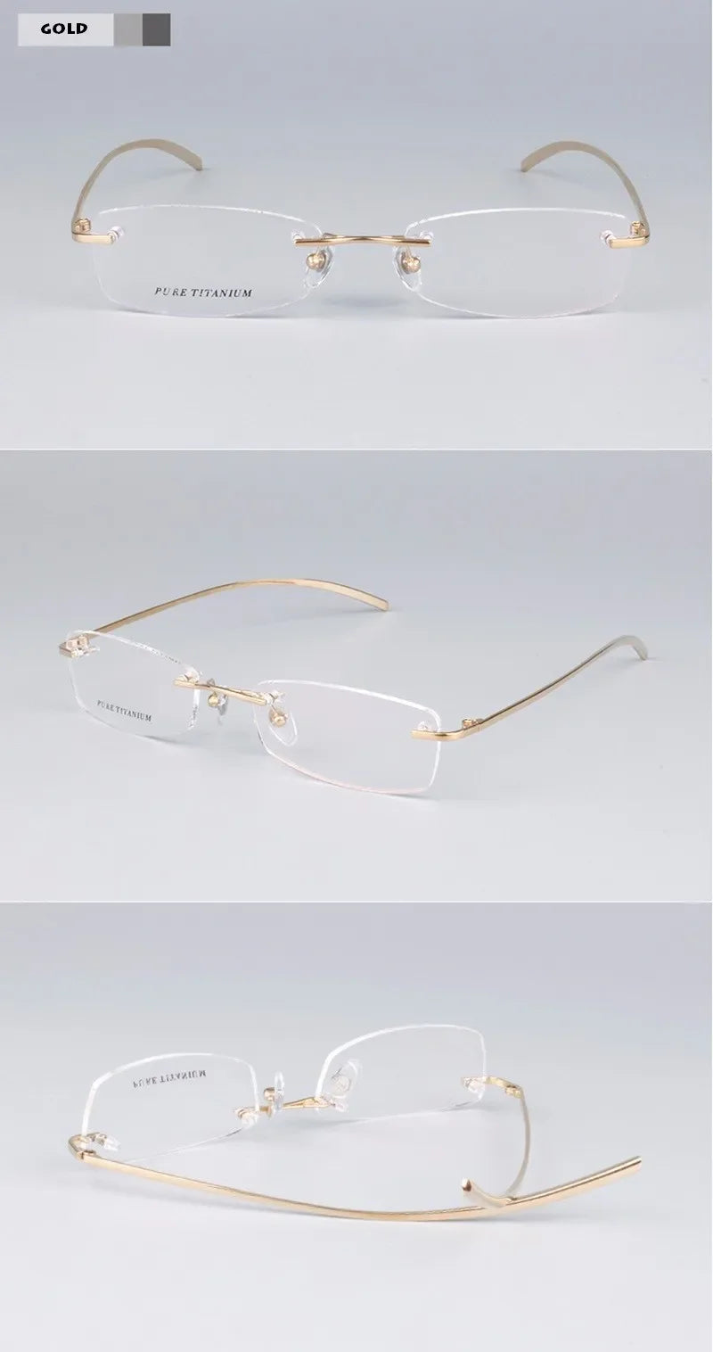 Chashma Unisex Glasses Eyewear Frames Titanium Rimless Glasses Frames Female Male Optical Spectacles
