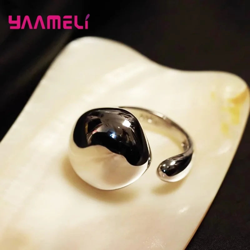 925 Sterling Silve Smooth Ring for Women Gift Personality Punk Creative Adjustable Minimalism Jewelry Dropshipping