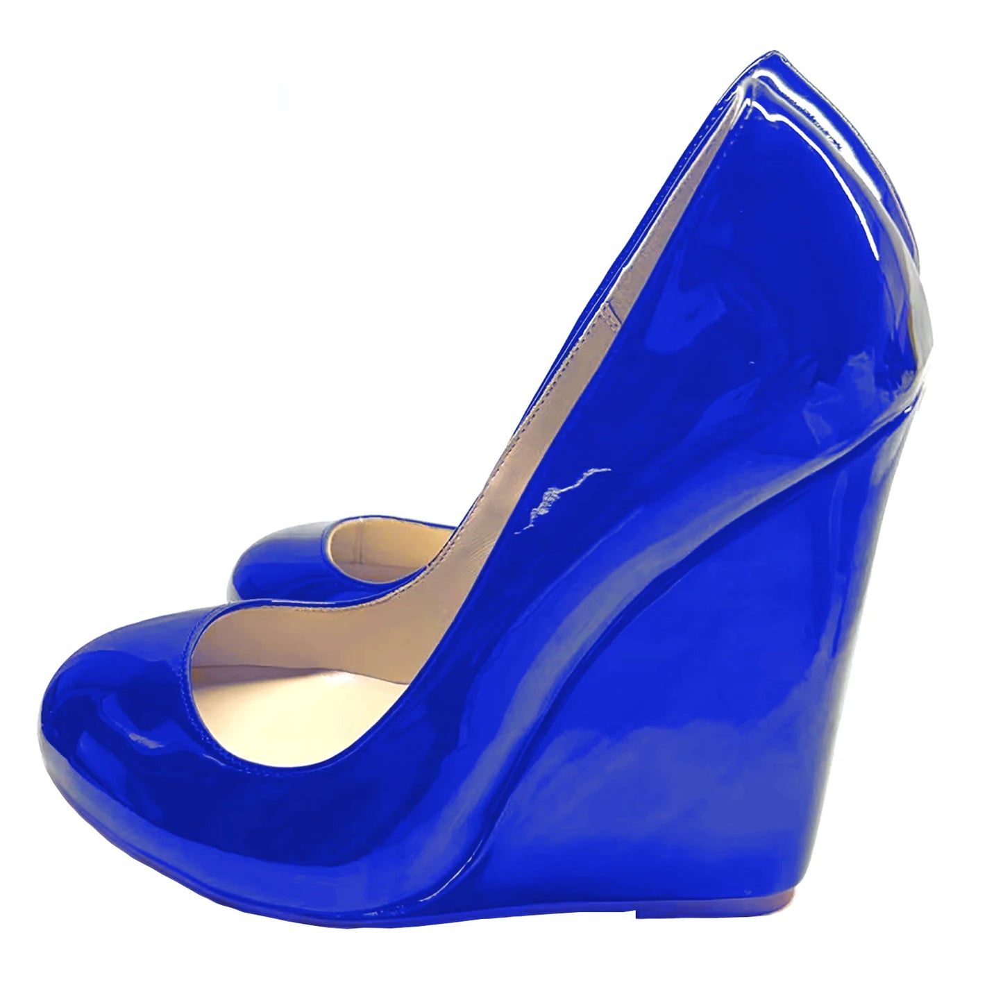 Womens Wedge Sandals Round Toe High Heels Pumps Shoes Ladies Woman Wedges Comfortable Casual Footwear Black Patent Customized