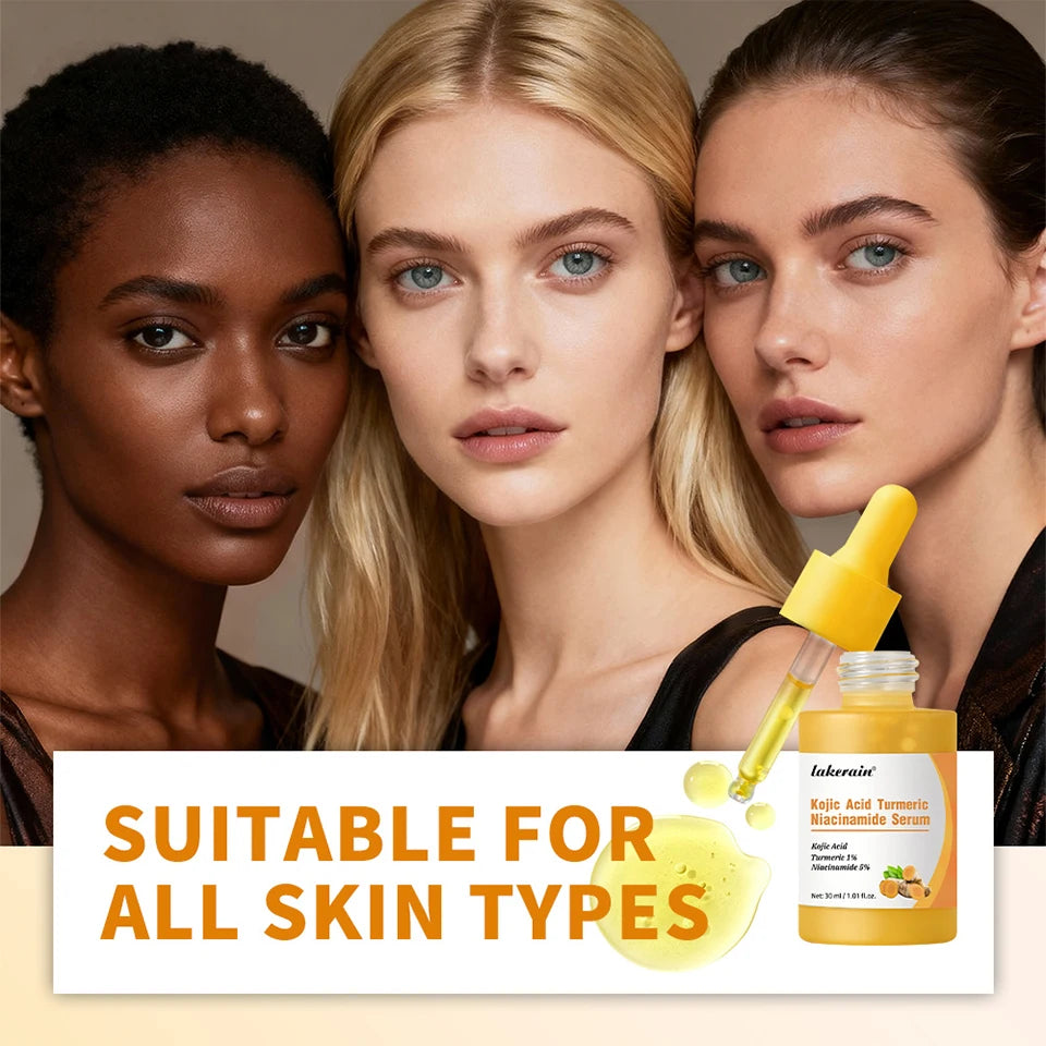 Kojic Acid Turmeric Niacinamide Serum Brighten Skin Tone Soothe Skin Deep Moisturizing Precise Dropper Design Facial Care
