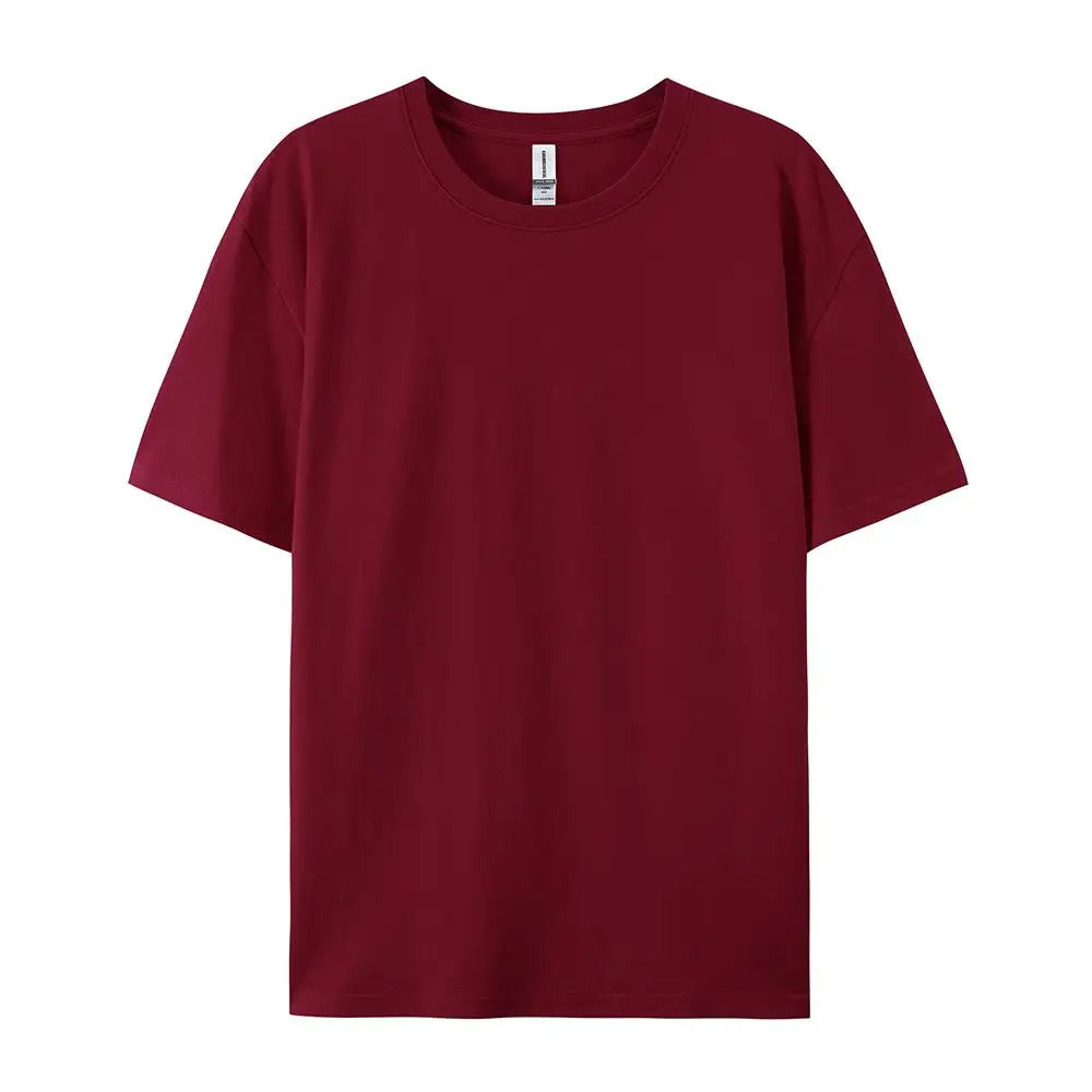Loose Cotton Solid Tshirts Men Woman Short Sleeve Fashion Brand Trend Couple Clothing Tees Customized Candy Color Summer Tops