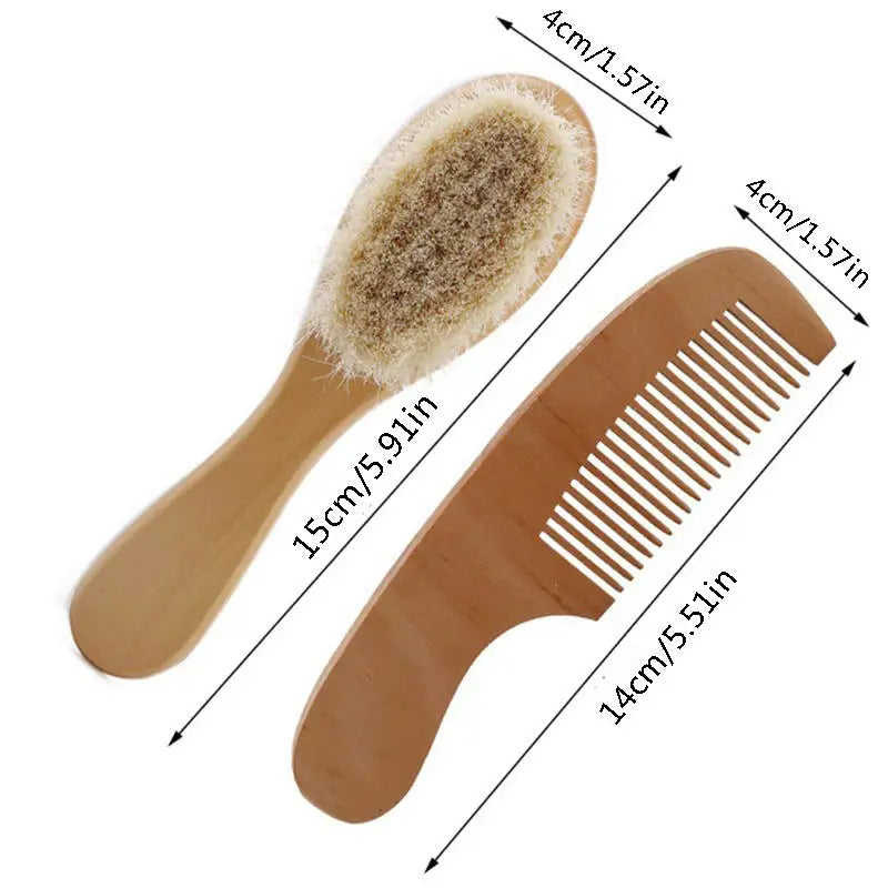 Baby Hair Brush Wooden Handle Head Massage Comb Portable Bath Care Comb Accessories Supplies for Newborns